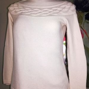 Talbot cream diamond cable cardigan sweater
